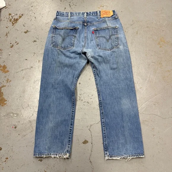 Vintage Levi's 501xx Original Fit Jeans Blue Distressed Denim 36 x 28 - Picture 2 of 9